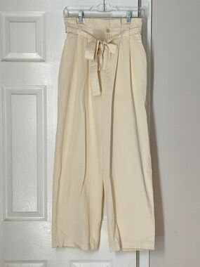 Everlane The Paperbag Pant Canvas White Organic Cotton Size Small Tie Waist